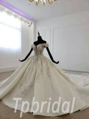 satin lace wedding dress 675-002