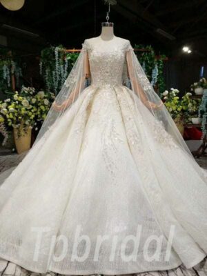 cape sleeve wedding dress 693-003