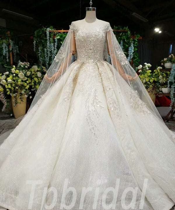 cape sleeve wedding dress 693-003