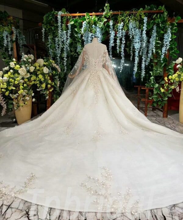 cape sleeve wedding dress 693-008