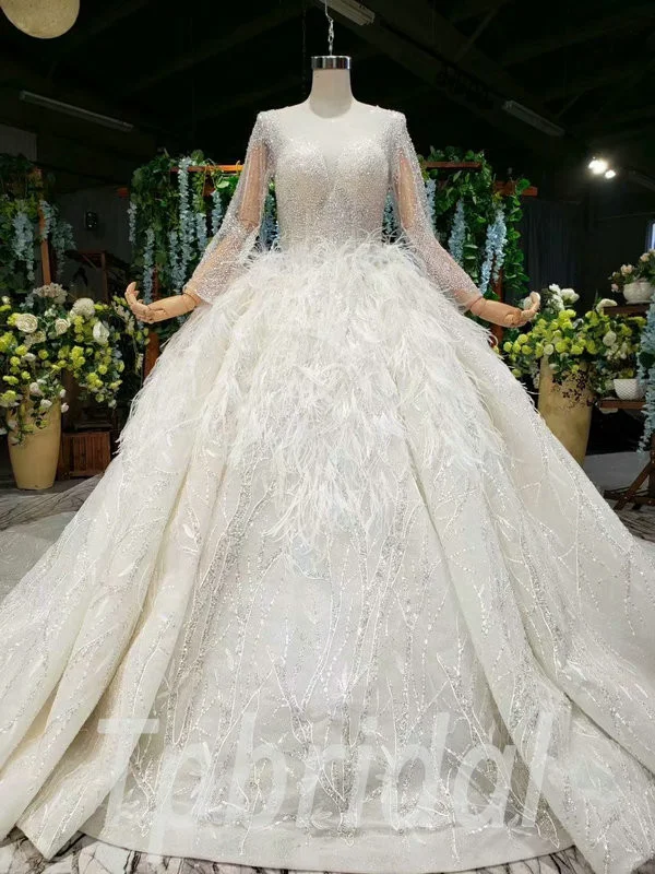 feather wedding dress 704-003