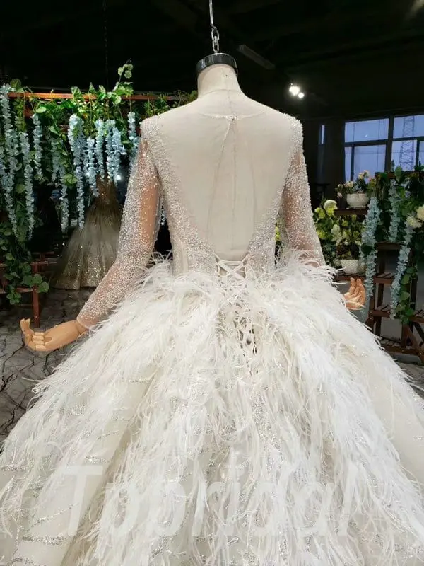 feather wedding dress 704-005