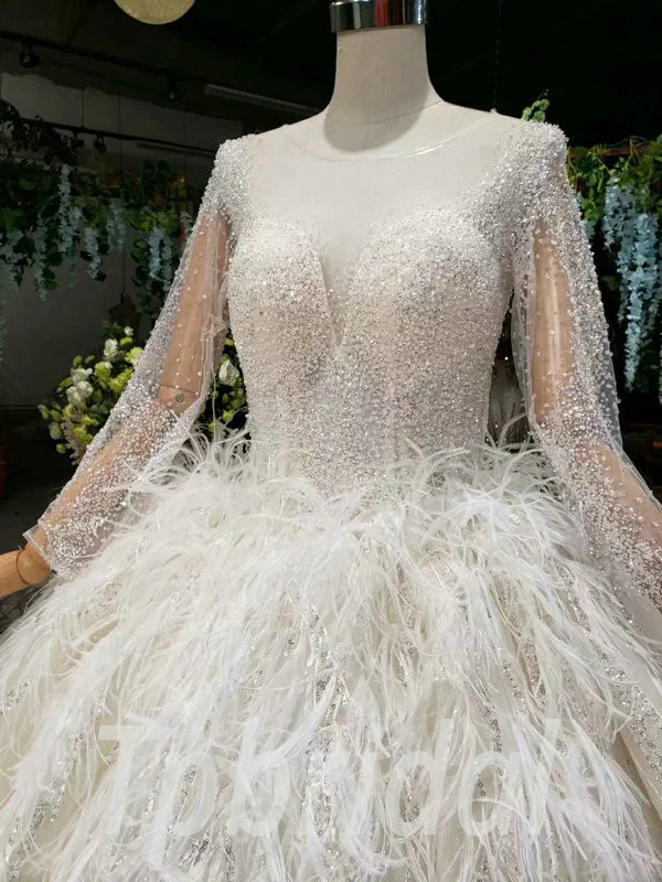 feather wedding dress 704-006