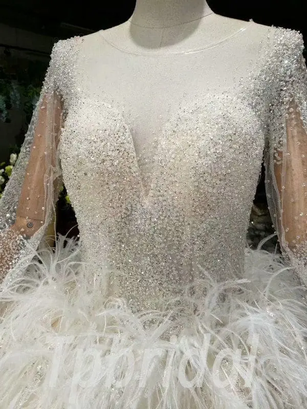 feather wedding dress 704-009