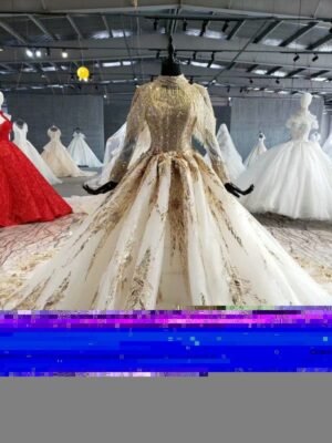 gold champagne wedding dress 690-004