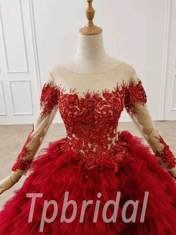 Red Princess A Line Off the Shoulder Corset Prom Dress with Lace Ruffl |  KissProm