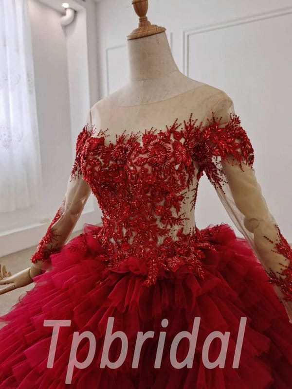 Princess Red Off The Shoulder Ball Gown Quinceanera Dresses For Girls  Beaded Celebrity Party Gowns 3D Flowers Graduation Robe De - AliExpress