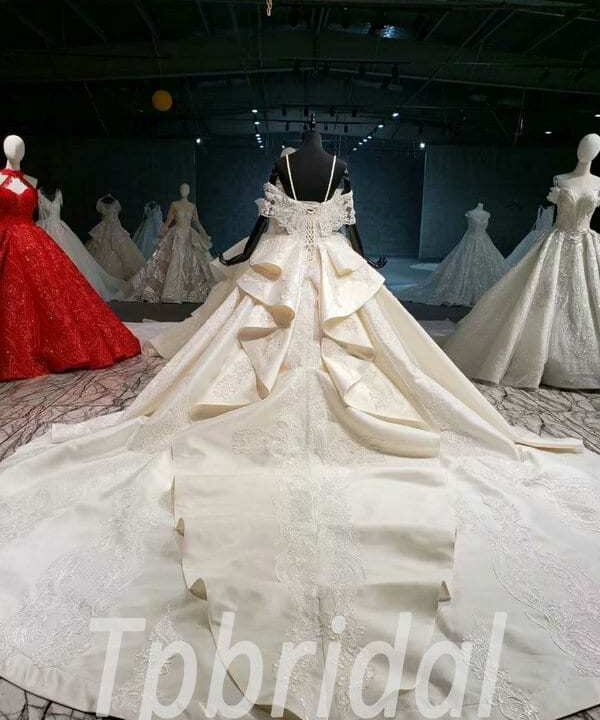 satin lace wedding dress 694-002