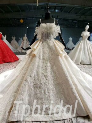 satin lace wedding dress 694-003