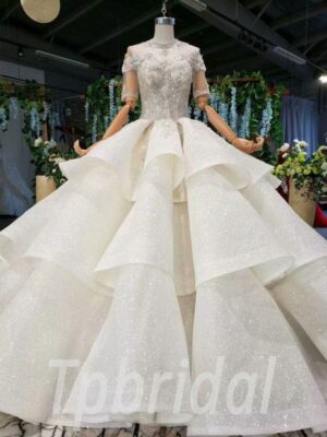 short sleeve wedding dress 698-003