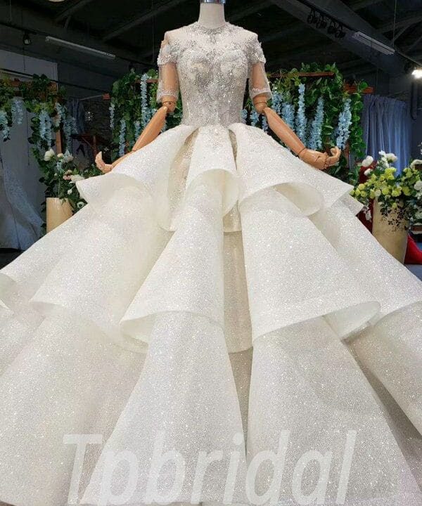 short sleeve wedding dress 698-003