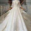 three quarter sleeve wedding dress 703-011