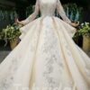 v neck wedding dress with sleeves 708-006