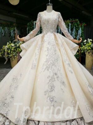 v neck wedding dress with sleeves 708-006