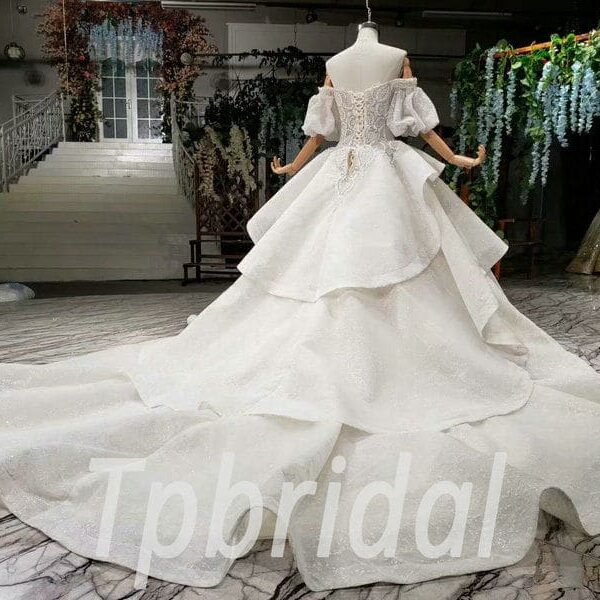 white sparkly wedding dress 701-004