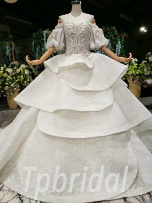 white sparkly wedding dress 701-006