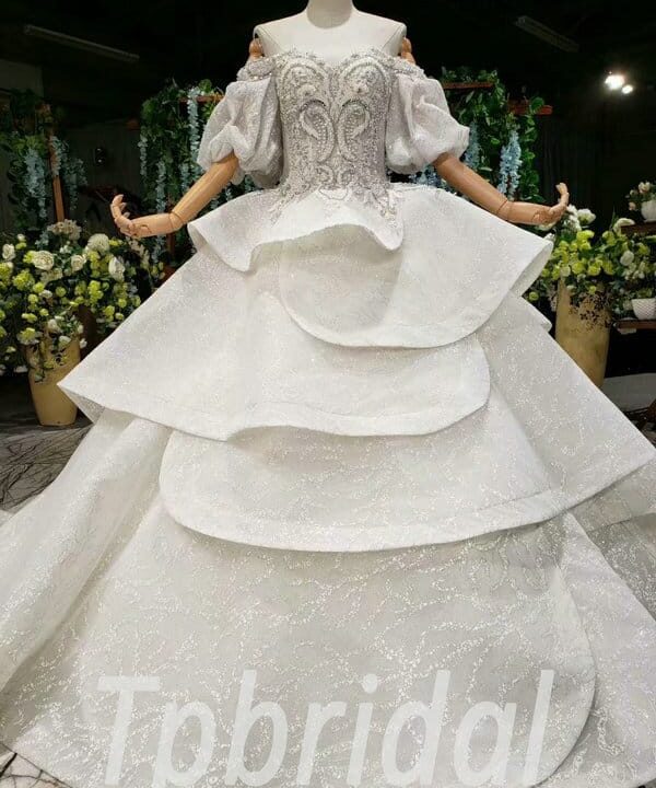 white sparkly wedding dress 701-006