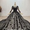 black ball gown wedding dress 740- 008