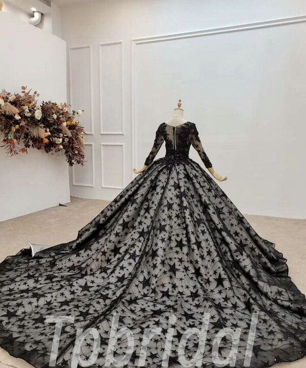 black ball gown wedding dress 740- 009