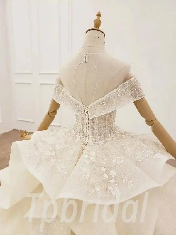 Jeweled Wedding Dress Princess Off The Shoulder Ball Gown - Image 6