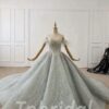 light blue lace wedding dress 717-007