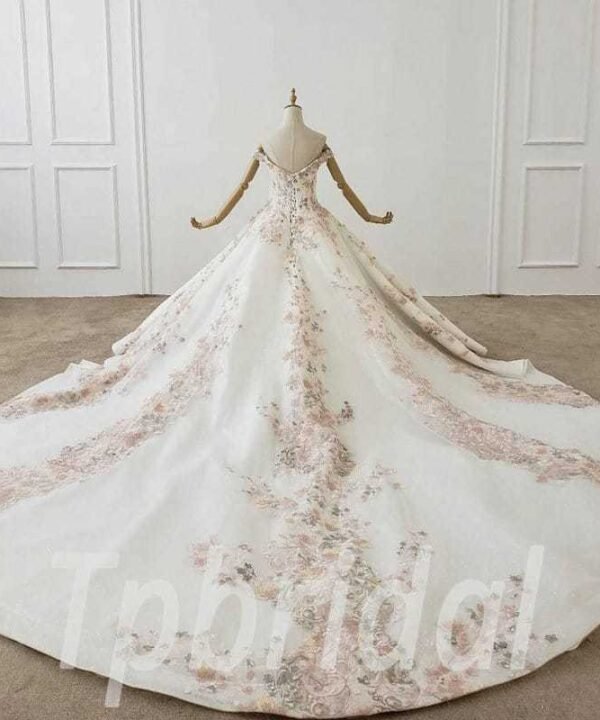 white and pink wedding dress 721003