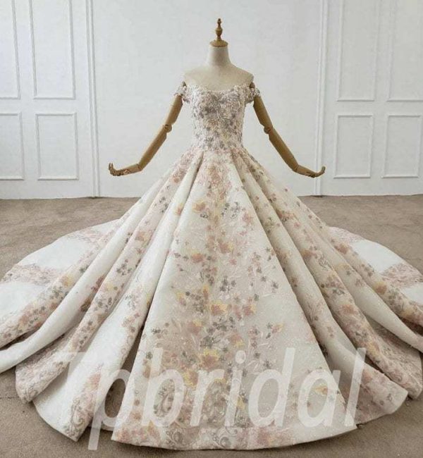 white and pink wedding dress 721008