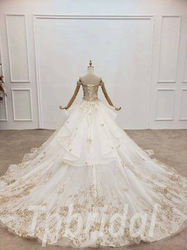 Gold wedding dresses online shopping bridal gown sale • tpbridal