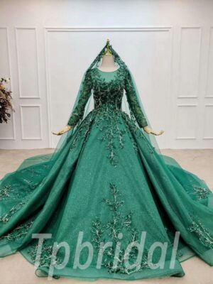 forest green wedding dress 749-006