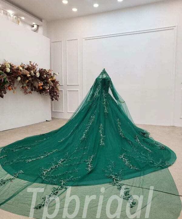 forest green wedding dress 749-007