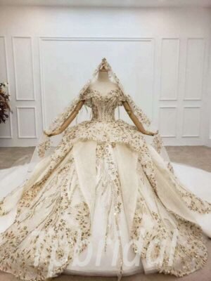 gold sequin ball gown 750-002