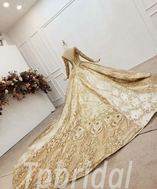 gold sparkle wedding dress 754-001