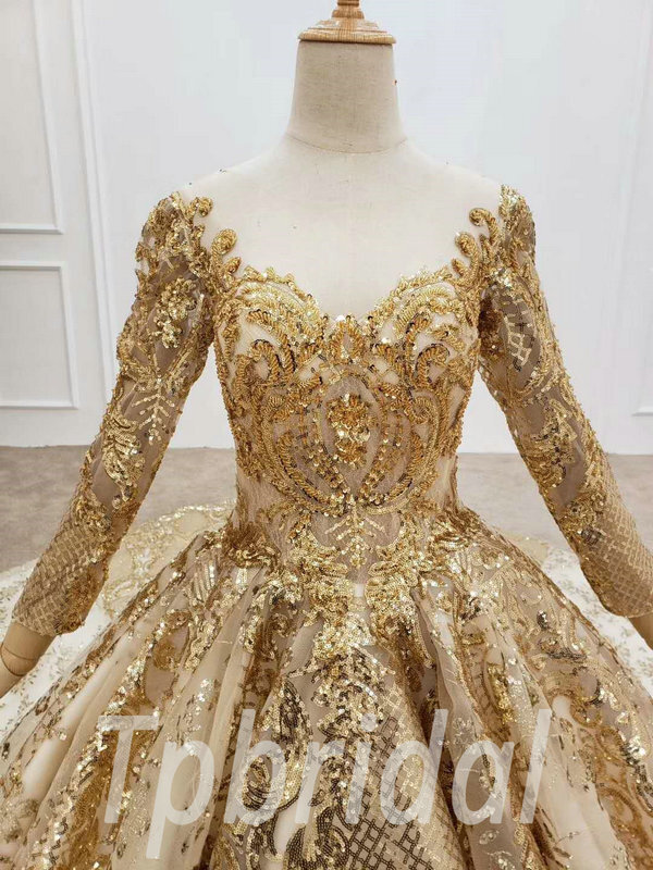 wedding dress gold