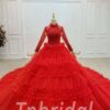 red long sleeve wedding dress 757-005