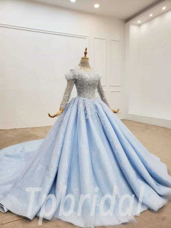 Tea Length Lace Sky Blue Cap Sleeve Short Elopement Bridal Gown