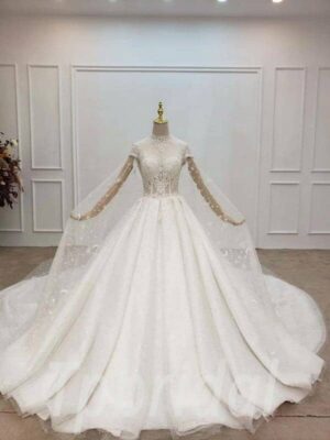 white a line wedding dress 756-002