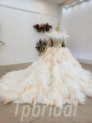 orange and white wedding dress 766-008