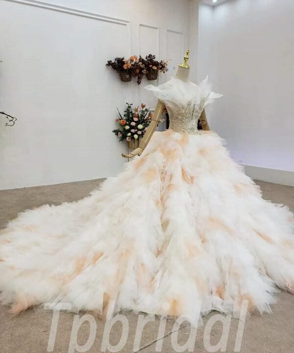 orange and white wedding dress 766-008