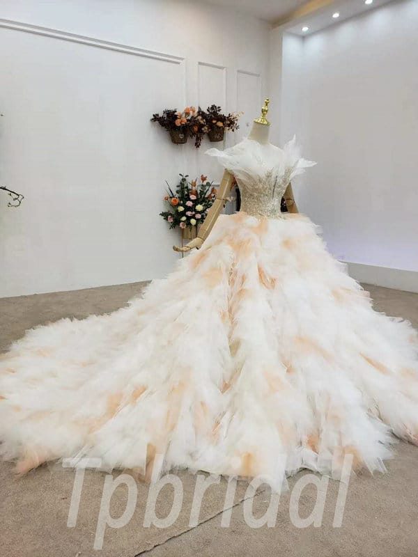 orange and white wedding dress 766-008
