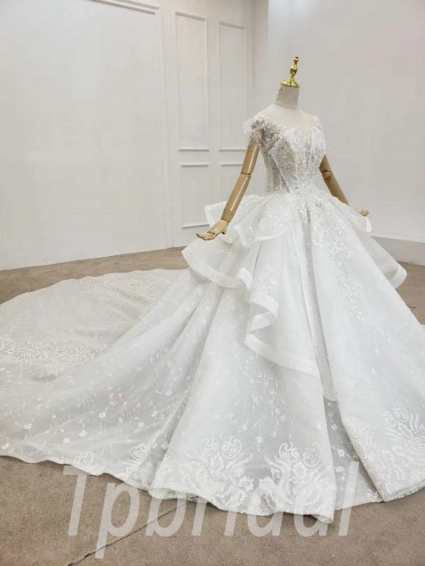 white beaded wedding dress 767-005