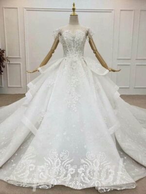 white beaded wedding dress 767-007