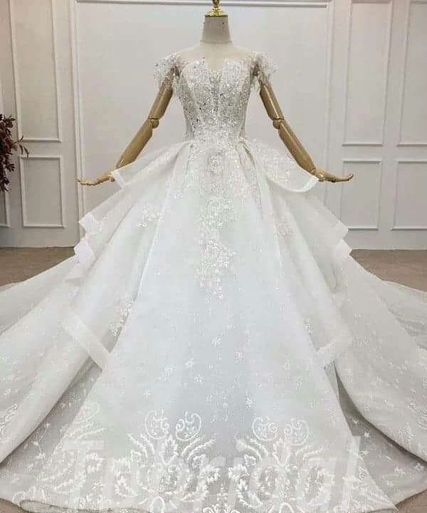 white beaded wedding dress 767-007