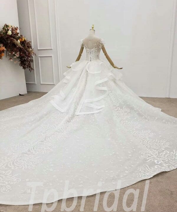 white beaded wedding dress 767-008