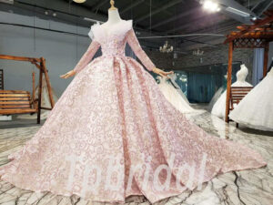 champagne pink wedding dress 797-014