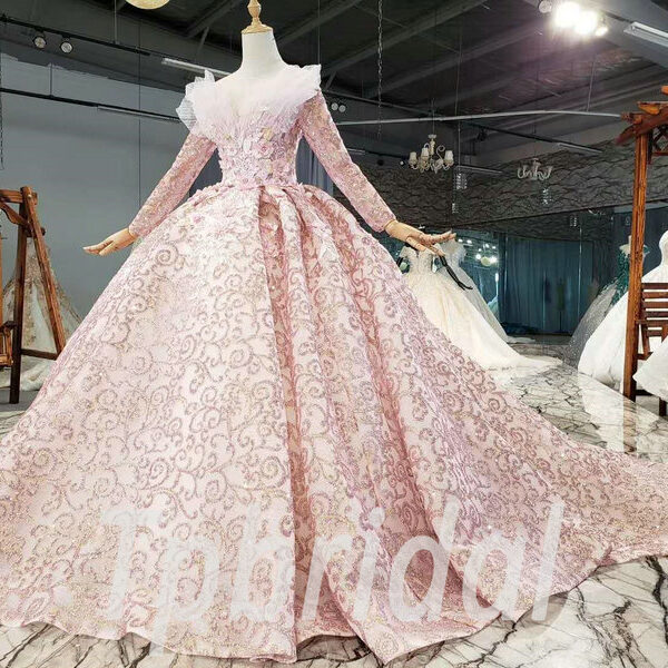 champagne pink wedding dress 797-014