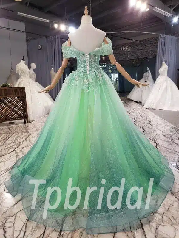 Light Green Prom Dress Off The Shoulder A Line Long Formal Dress - Image 9