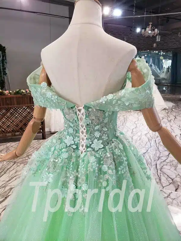 Light Green Prom Dress Off The Shoulder A Line Long Formal Dress - Image 4