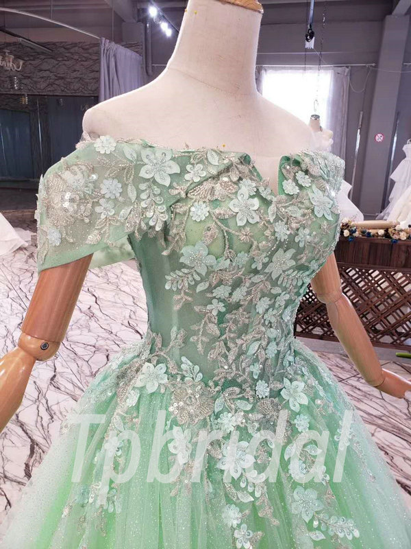 Light Green Prom Dress Off The Shoulder A Line Long Formal Dress