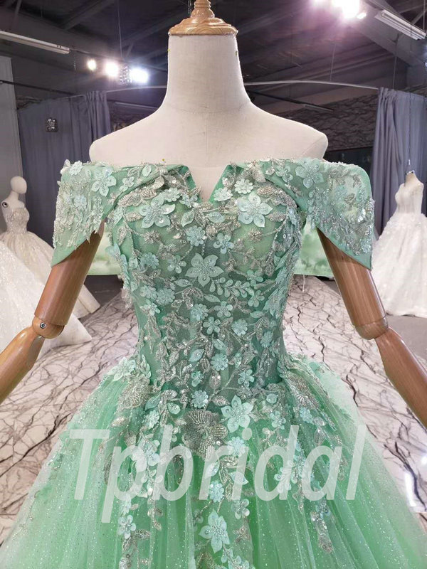 Light Green Prom Dress Off The Shoulder A Line Long Formal Dress