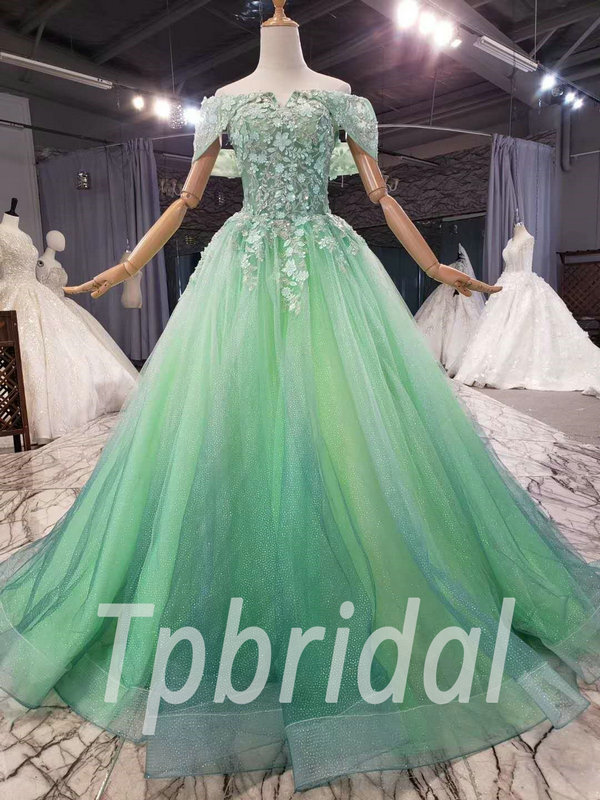 Light Green Prom Dress Off The Shoulder A Line Long Formal Dress